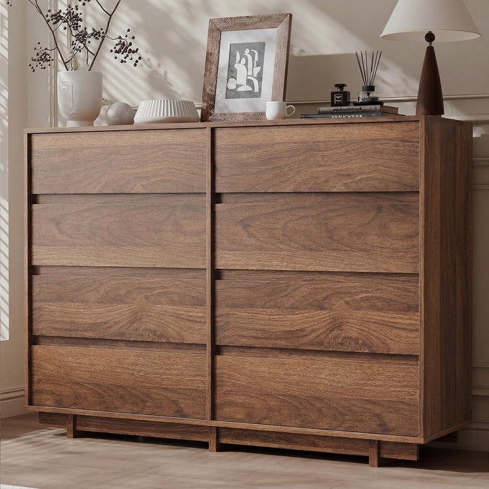 CHUWELL Walnut 8 Drawer Dresser for Bedroom,53" Wide Chest of Drawers