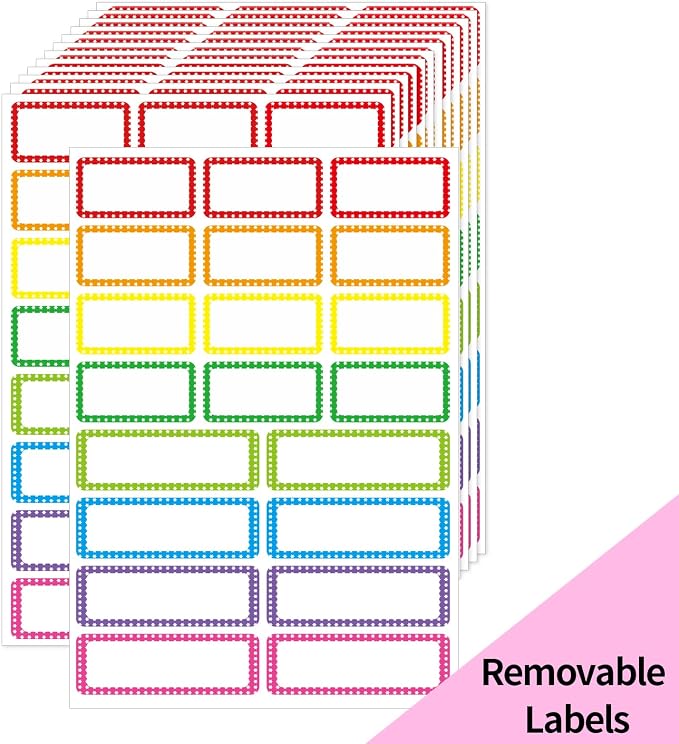 Removable Colored Labels Stickers, Self-Adhesive Rectangular Stickers Star by STARLIBOO