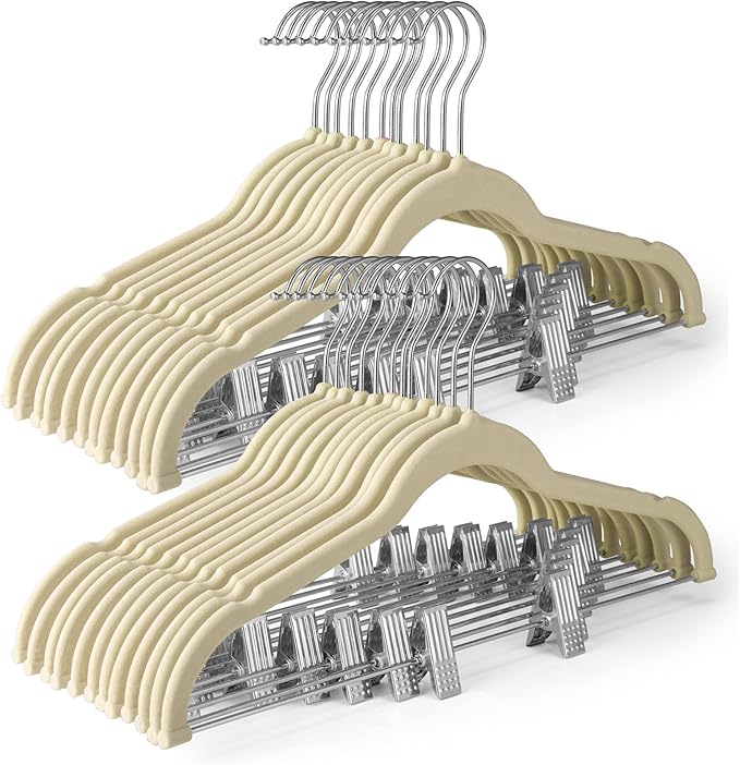 HOUSE DAY Velvet Skirt Hangers 24 Pack, Space Saving Slim Shorts Hanger by HOUSEDAY