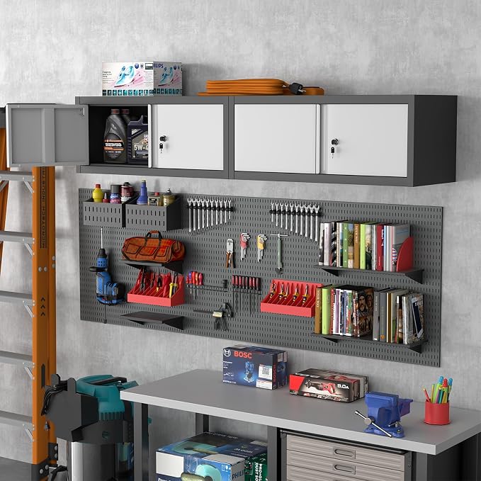 Metal Garage Storage Cabinet, Locking Cabinet Wall Mounted, 12.8" H Floating - Image 2
