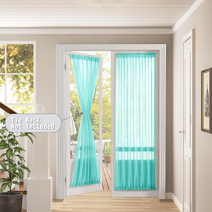 Tollpiz Sheer Door Curtain Closet Linen Textured Curtain Sheers Doorway Light - Image 2