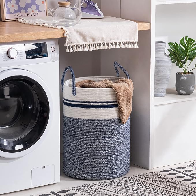 Woven Rope Laundry Hamper Basket by YOUDENOVA, 58L Tall Luandry Basket - Image 6