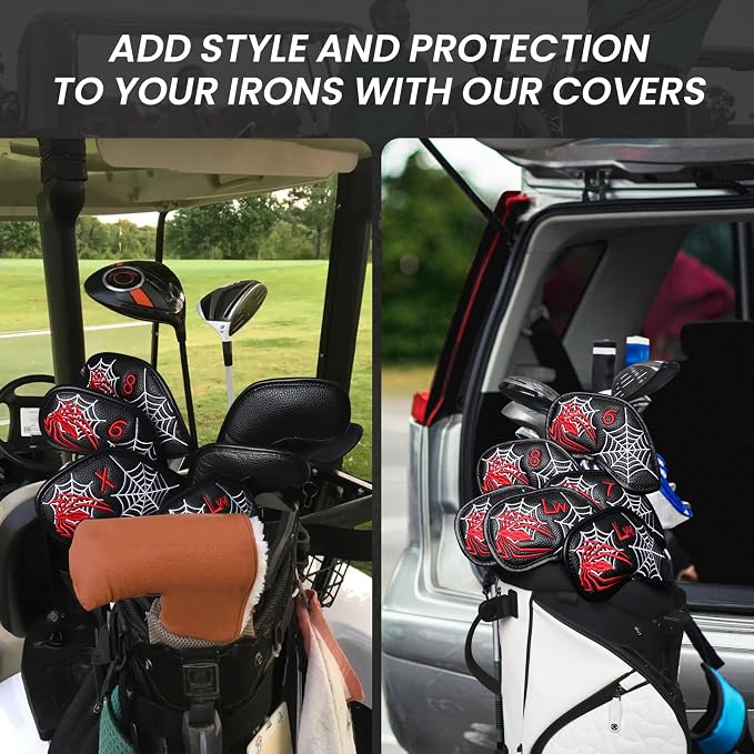 FINGER TEN Premium Synthetic Leather Stylish Iron & Wedge Golf Head Covers - Image 7