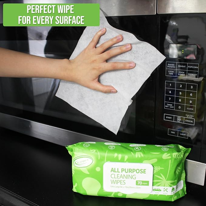 Air Jungles All Purpose Car and Home Cleaning Wipes 70 Count, Extra Large 8" x - Image 4