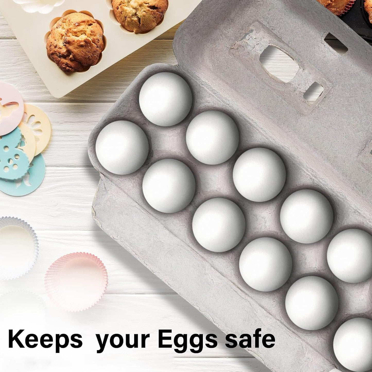 MT Products Blank Natural Pulp Egg Cartons Bulk - Made in USA - Holds Up to Twelve Eggs - Cardboard Material Perfect For Storing Extra Eggs (Pack of 5)