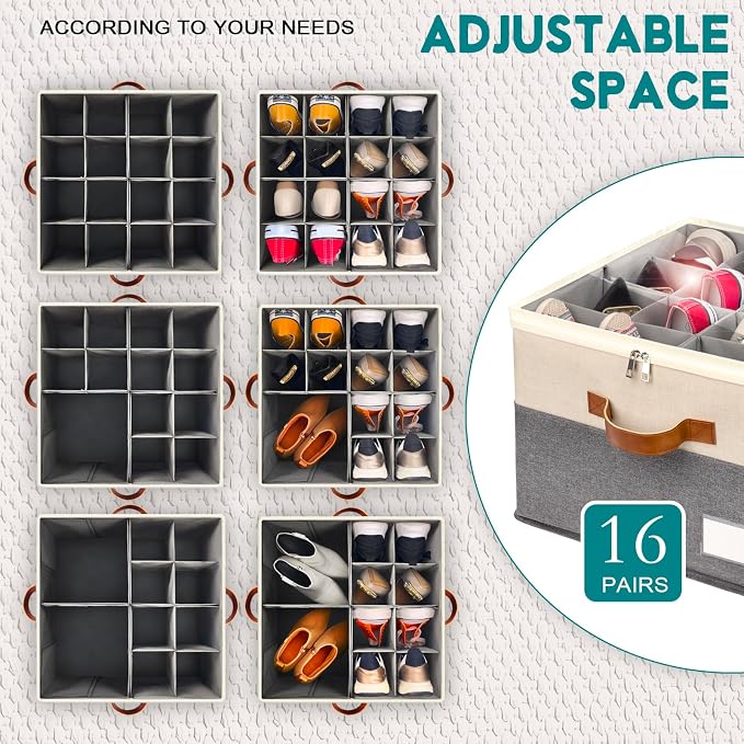 Shoe Organizer for Closet, Foldable Shoe Storage Bins - Image 4