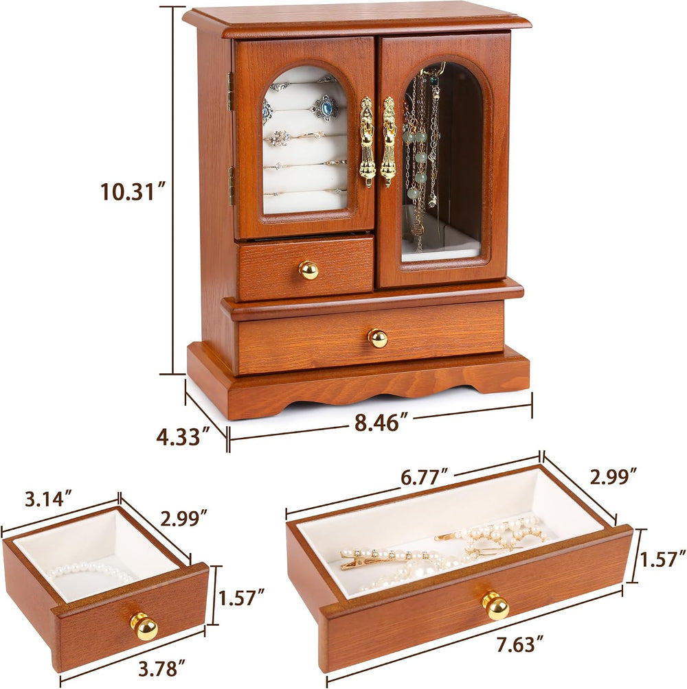 Kendal Wooden Jewelry Box for Women, Graduation Gift Solid Jewelry Holder Org...