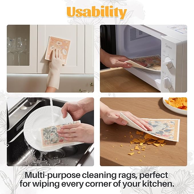 JOYMOOP 12 Pack Decorate Cleaning Cloth, Reusable Absorbent Dish Towels - Image 6