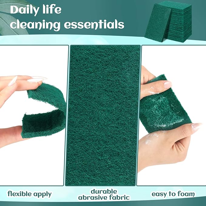 Hoolerry 100 Pcs Heavy Duty Scouring Pads Non Scratch Household Scrub Pads - Image 4