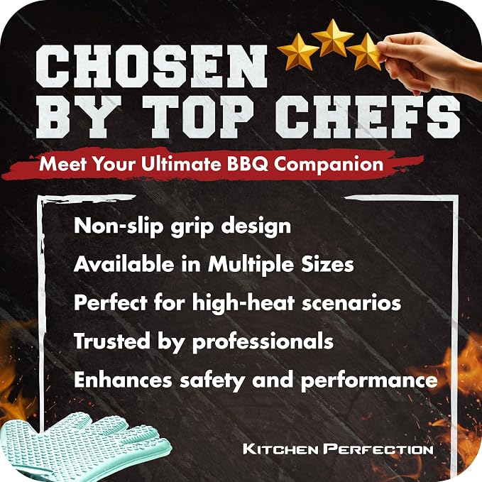 KITCHEN PERFECTION Silicone Smoker Oven Gloves -Extreme Heat Resistant BBQ - Image 6