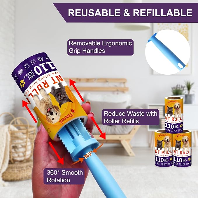 Lint Rollers for Pet Hair Extra Sticky, 660 Sheets Value Set/6 Lint Roller - Image 3
