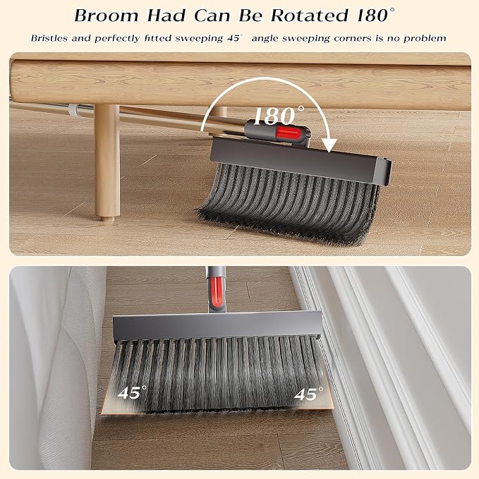 Broom with Dustpan Combo Set 180 Degree Rotating Broom Set with Comb Teeth - Image 3
