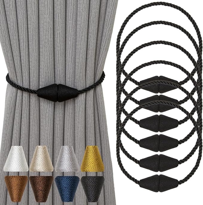 Magnetic Curtain Tiebacks 6 Pack Outdoor Rope Curtain Tie Backs Decorative by CurtainTiebacks