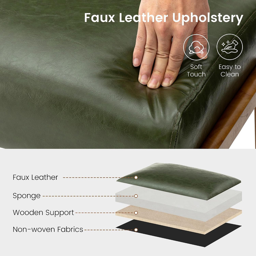 Glitzhome Foot Stool Ottoman, Modern Leatherette Sofa Stool Vanity Chair with...