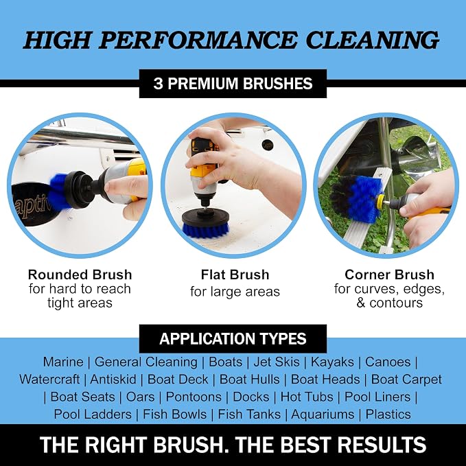 Drillbrush Boat Accessories – Kayak Cleaning Kit – Boat Cleaning Brush Kit – - Image 2