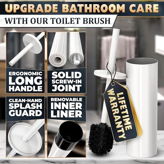 Stainless Steel Toilet Brush and Holder Set White - Image 4