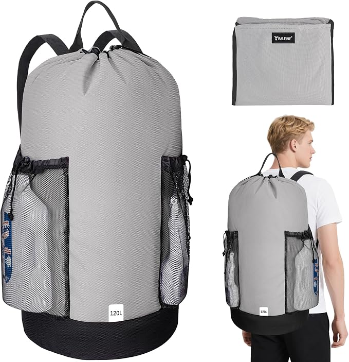BALEINE 120L Laundry Bag Backpack, 900D Oxford Fabric Large Travel Laundry Bags by BALEINE