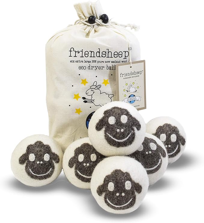 Wool Dryer Balls by Friendsheep 6 Pack XL Organic Premium Reusable Cruelty Free by Friendsheep