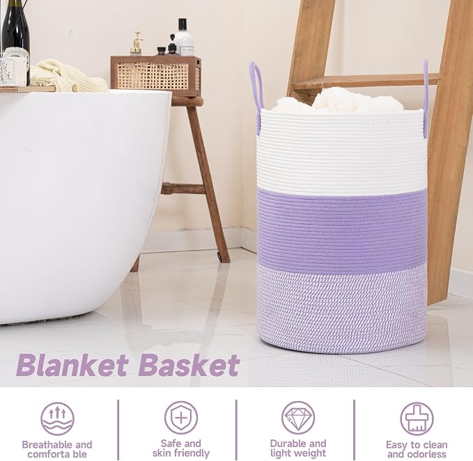 CLHMILY&Z 100L Laundry Basket Round Storage Rope Basket - Image 4