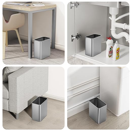 Cesun Small Bathroom Trash Can 2.1 Gallon Wastebasket, Modern Metal Garbage Can - Image 7