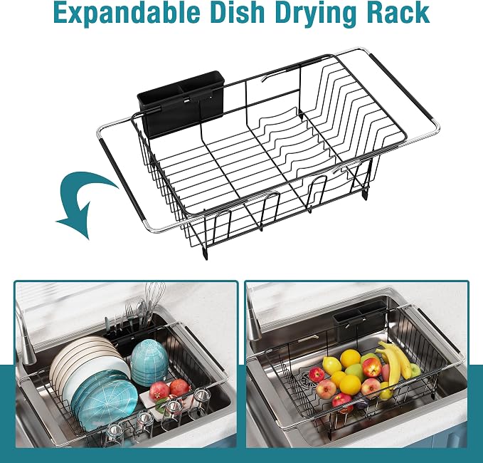 JASIWAY Dish Drying Rack in Sink, Over The Sink Colander Strainer Basket - Image 2