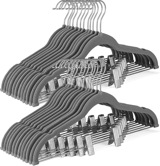 HOUSE DAY Velvet Skirt Hangers 36 Pack, Space Saving Slim Velvet Pant Hangers by HOUSEDAY