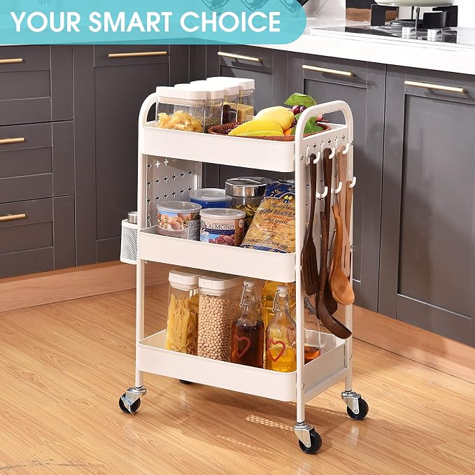 TOOLF 3-Tier Rolling Cart, Metal Utility Storage Cart - Image 6
