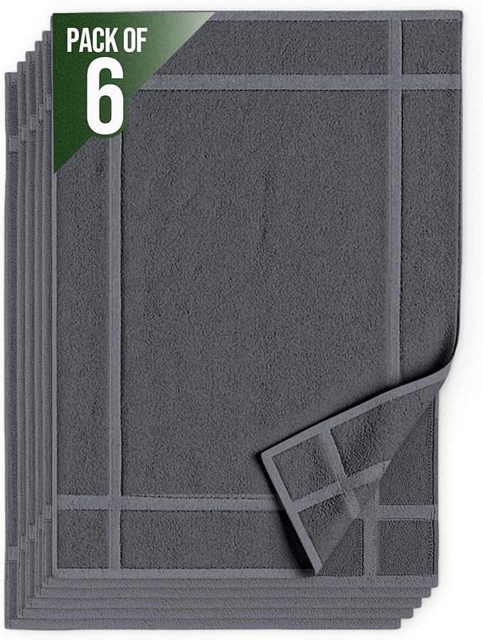 Pearl Linens Pack of 6 Washable Cotton Bath Mat 18x25 by PearlLinens