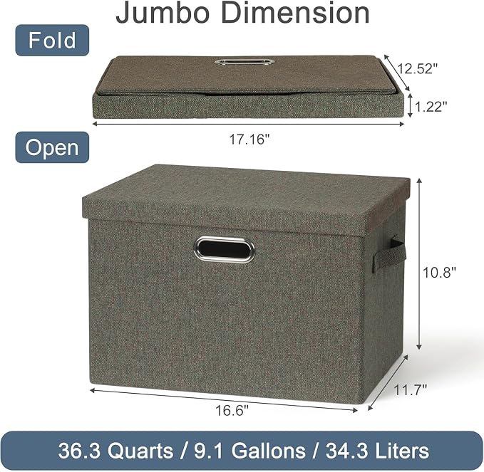 Large 17" 36 Quart Collapsible Stackable Storage Bins - Image 2