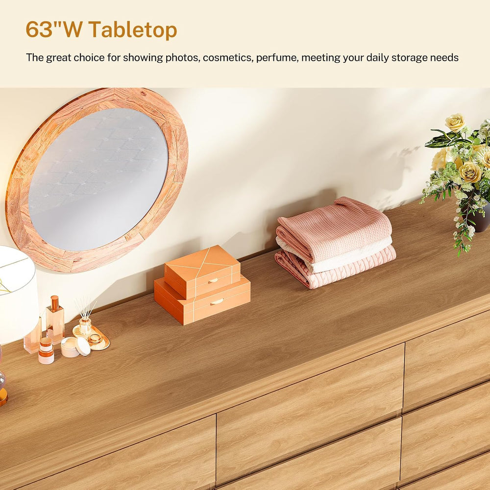 TEENFON 63" Dresser for Bedroom with 9 Drawers, Modern Dressers & Ch...