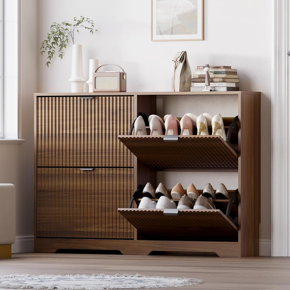 BORNOON Large Shoe Cabinet for Entryway, Shoe Rack Cabinet with 4 Flip Drawer...