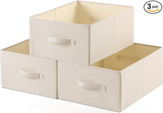 Linen Folding Storage Bins, 3 Pack Large Storage Baskets, Clothing Storage Bins by Unknown