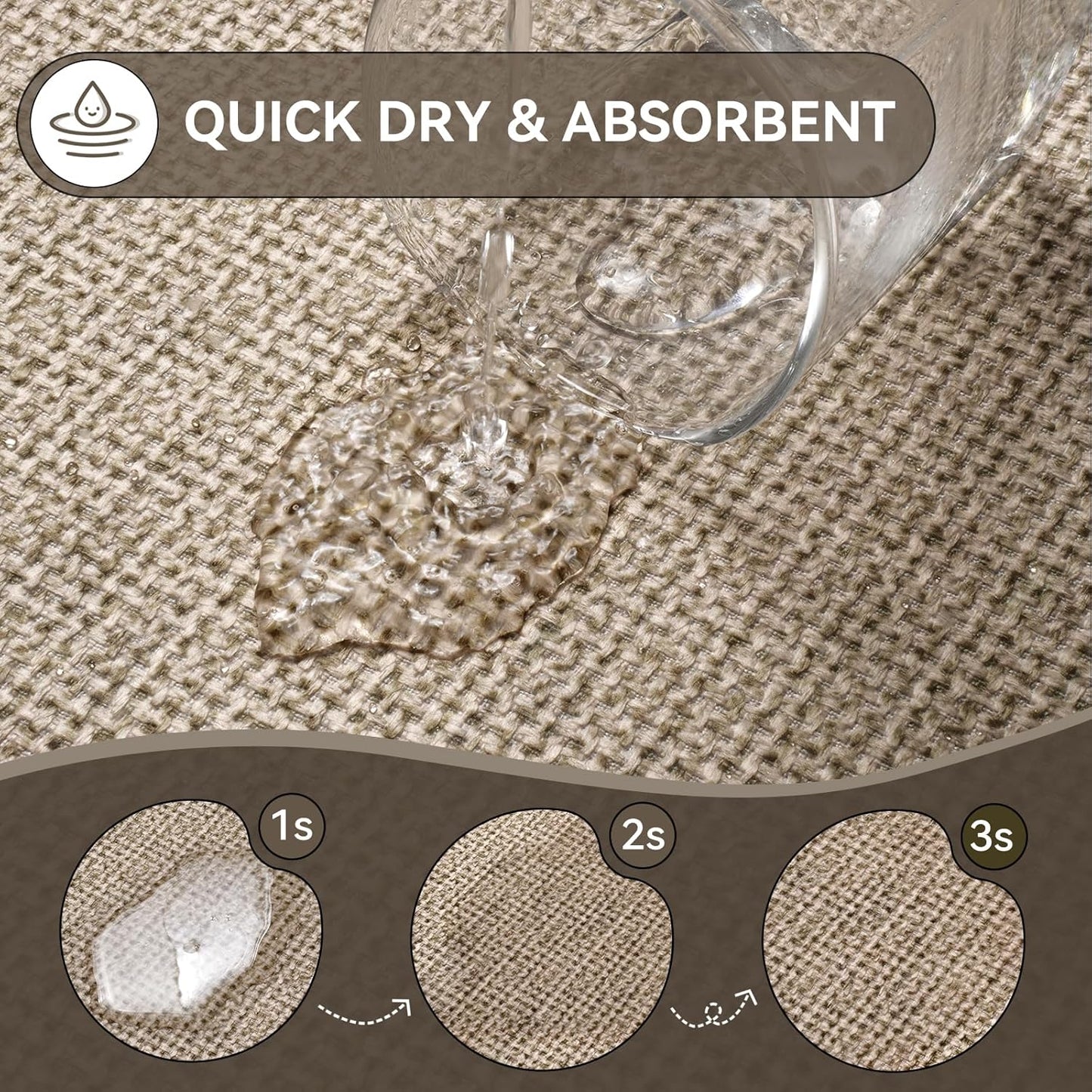 YDKGL Half Circle Bath Mat, Non Slip Bath Mat, Thin Bathroom Rugs Fit Under Door Quick Dry Absorbent Washable Bathroom Mat with Rubber Backing, Brown Beige 16x24