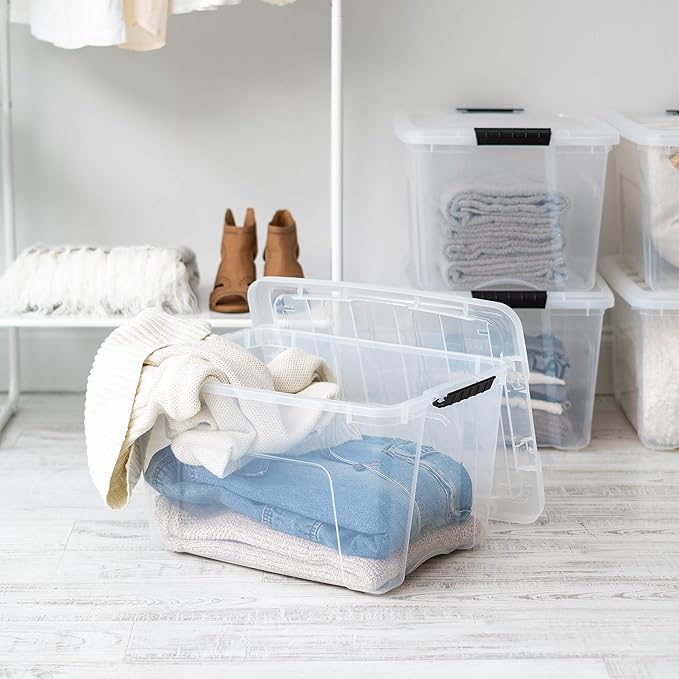 IRIS USA 40 Qt Stackable Plastic Storage Bins