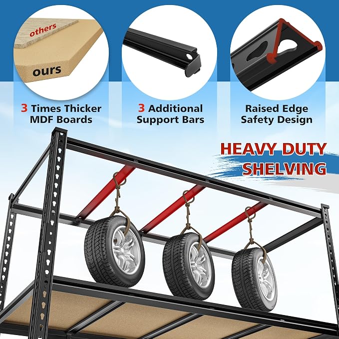 59.8"W Garage Shelving 72"H Storage Shelves 2750LBS Metal Shelving Heavy Duty - Image 6