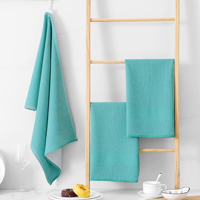 Homaxy Premium Kitchen Towels, Large Cotton Kitchen Hand Towels, Flat and Terry - Image 6