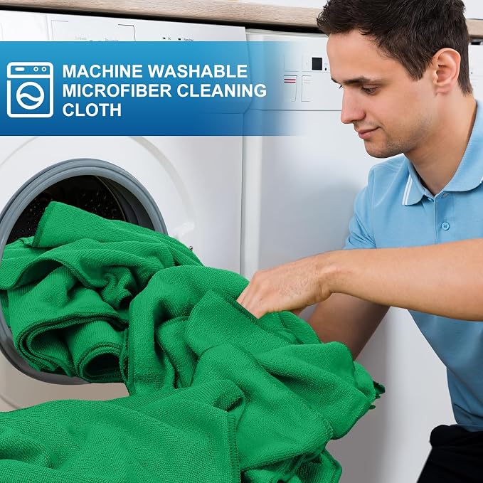Tenare 100 Pack 12'' x 12'' Microfiber Cleaning Cloths Reusable Cleaning Rags - Image 5