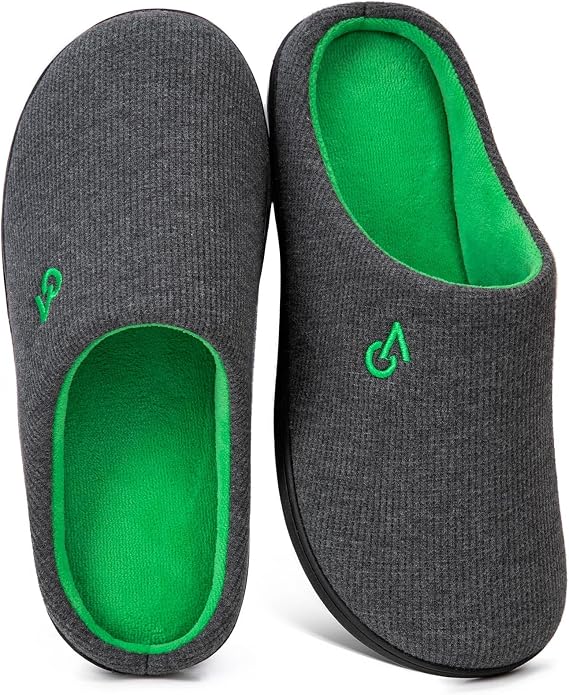 VeraCosy Men's Two-Tone Memory Foam House Slippers Indoor Outdoor Durable by VeraCosy