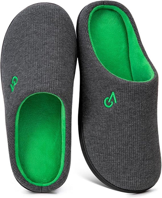 VeraCosy Men's Two-Tone Memory Foam House Slippers Indoor Outdoor Durable by VeraCosy