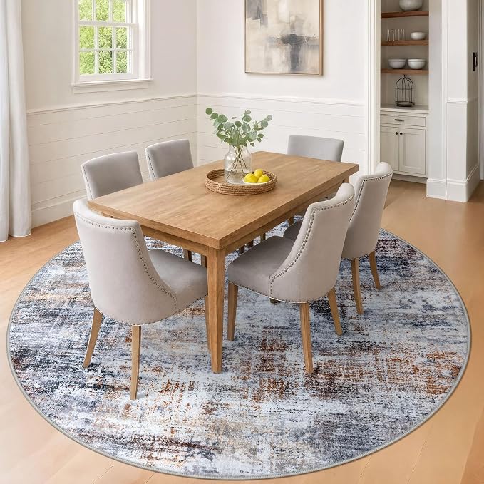 IOHOUZE Abstract Round Area Rug 8 Ft Washable Circle Rugs Large Round Rug Non - Image 2