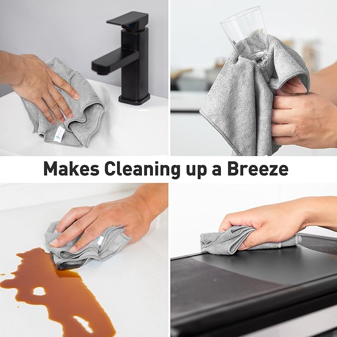 Gray Microfiber Cleaning Cloth 13"x13", Ultra Soft Absorbent Microfiber - Image 7