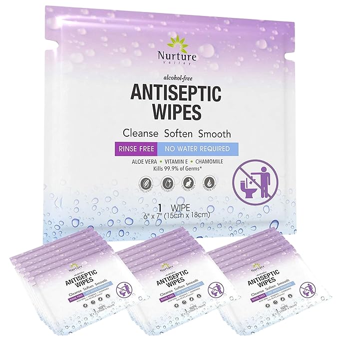 XL Individually Wrapped Nurture Antibacterial Body & Hand Wipes | Alcohol-Free by NurtureValley