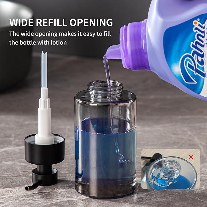 Enra Foaming Soap Dispenser, 12oz Black Thick Glass Bathroom and Kitchen Soap - Image 6