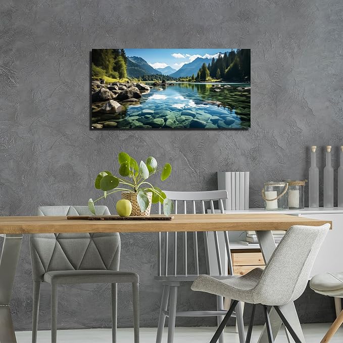 GUGIKA Landscape Wall Art for Living Room, Mountain and Lake Wall-Decor for - Image 6