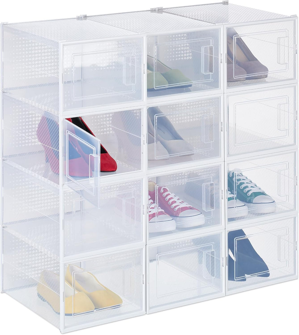 Relaxdays Shoe Boxes 12 Pack, 19.5 x 25 x 35 cm