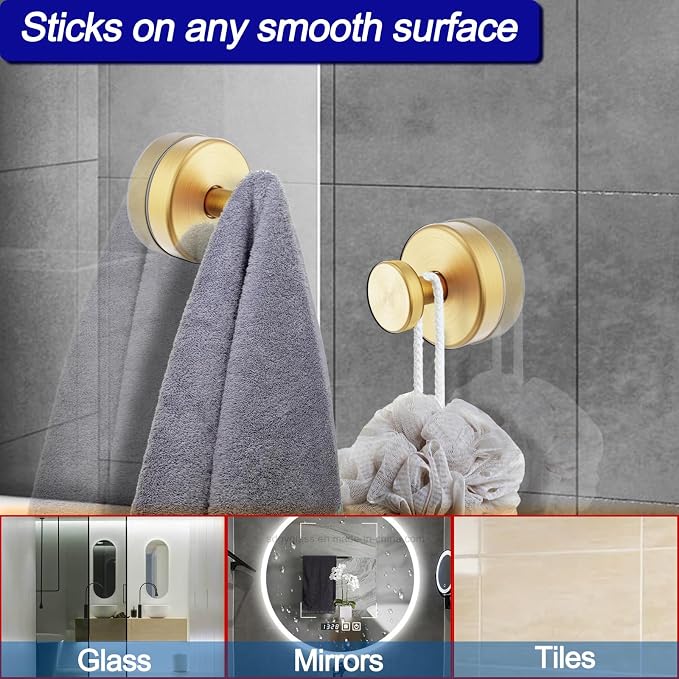 Suction Cup Hooks for Shower, Towel Hooks for Bathroom Window Glass, Bath Robe - Image 2