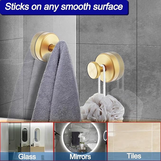 Suction Cup Hooks for Shower, Removable Towel Hooks for Bathroom Window Glass - Image 4