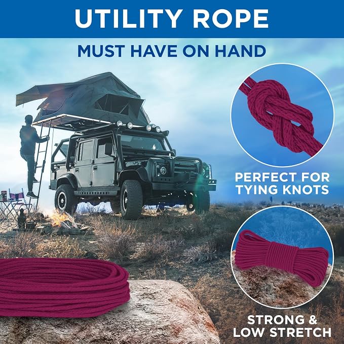 TECEUM Cotton Rope 3/16” – 50 FT – Strong All-Purpose Braided Rope – Natural - Image 6