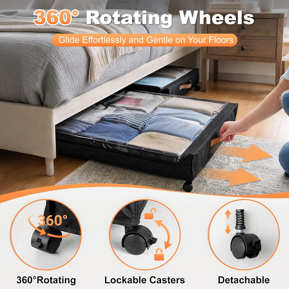 92L Extra Large Under Bed Storage with Wheels, 39.4" Extra Long Storage Box