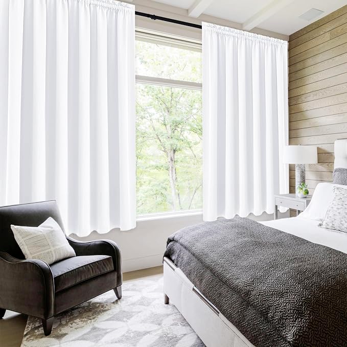 DWCN White Curtains for Living Room Thermal Insulated, 50% Light Blocking - Image 2